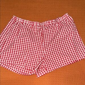 SHEIN Red Checkered High Waist Shorts